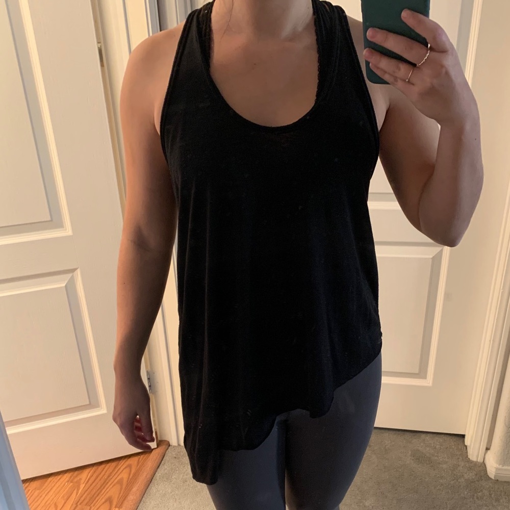 Asymmetrical Black Tank Top